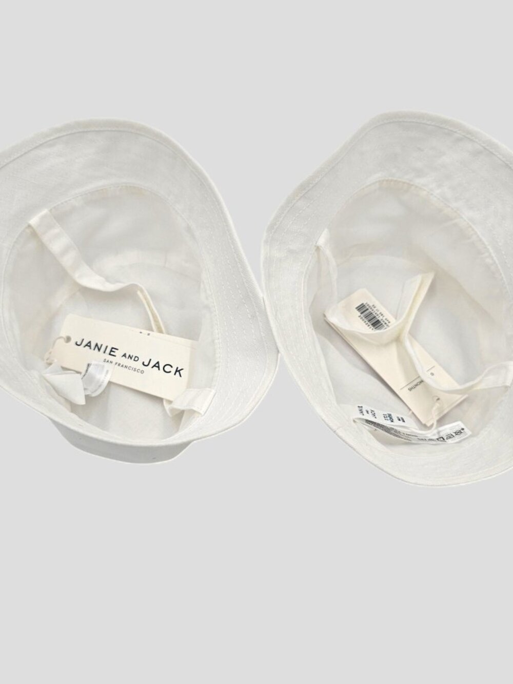 NWT Janie and Jack Linen Bucket Hat 0-3M Set of 2 White